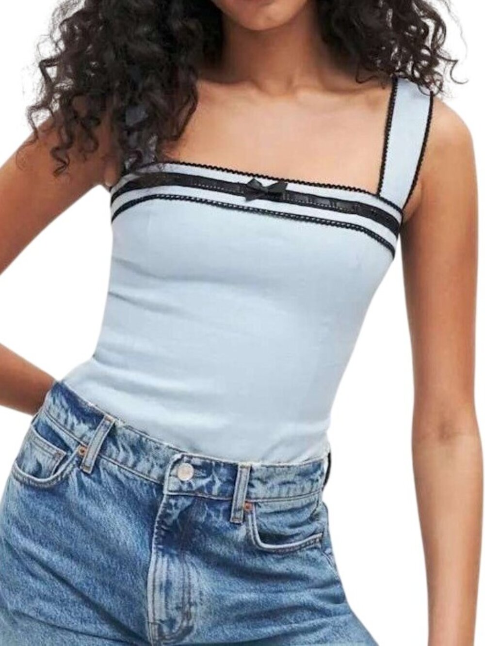 Reformation Eloise Linen Tank Top Mineral Blue Coquette French Girl Chic 2